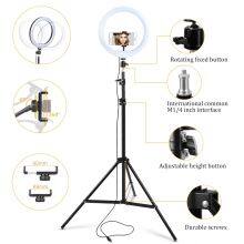 10inch RGB LED Ring Light With 200cm Tripod Stand Flexible Phone Holder for Live Streaming Makeup Camera Selfie thumbnail-2