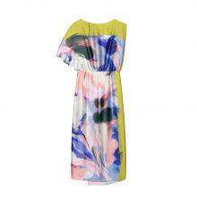 2025 European and American Spring New Style Round Neck One Sleeve Asymmetric Printed Dress for Women thumbnail-4