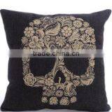 Soft Linen Cotton Material Pillow Case for Car Sofa Home Decor Customized Cushion Cover Case Skull Printed thumbnail-5