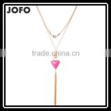 Bohemian Multilayers Long Chain Triangle Resin Bead Pendant Tassel Necklace