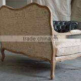 French Country Style Wooden Linen Fabric Cover Sofa Armchair thumbnail-3