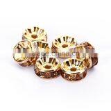 Gold Plated Topaz Color #203 Rhinestone Jewelry Rondelle Spacer Beads Variation Color and Size 4mm/6mm/8mm/10mm thumbnail-3