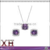 Fashion Jewelry Wholesale Silver Necklace and Earrings Set Zircon Jewelry thumbnail-1