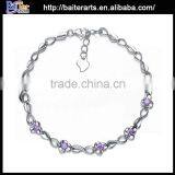 High Polished Intercross 925 Sterling Silver Flat Open Bridal Bracelet thumbnail-3