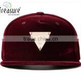 2016 China Cap Blank Suede 5 Panel Cap Metal Badge Flat Brim Hip Hop Hat for Men thumbnail-4