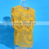 2015 New Hand Crochet Women Summer Batwing Sleeve Pullover for Lady Hollow Out Transparent O-neck