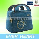 2014 Navy Blue Jeans Fabric New Design Insulated Cooler Bags
