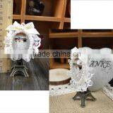 2015 Fashion White Pearl and Fabric With Beauty Head Brooch