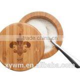 Kitchen Cylinder Gift Bamboo Wooden Round Salt Box thumbnail-1