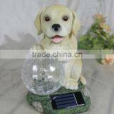 Resin Solar Lighting Dog Figurine With Luminous Glass Ball thumbnail-3