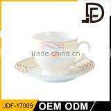 Factory Directly Sell Bone China Coffee Cup and Saucer Set Fine China Porcelain Tea Cup and Saucer With Golden Design thumbnail-1