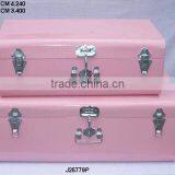 Pink Colour Iron Storage Trunks Without Patterns Powder Coating Can be in Other Colours Also thumbnail-1