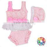 Toddler Boutique Swimwear 3Pcs Outfits Ruffle Flower Baby Girl Swimsuit thumbnail-6