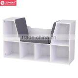 MDF Wood 6 Cube Storage Organizers Kids Bookcase With Reading Seat and Cushion thumbnail-3