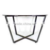 Made in China Metal Type Living Room Furniture Round Shape Glass Top Table With Folding Metal Frames thumbnail-2