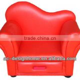 RED PVC/WOODEN KID ONE SEAT SOFA