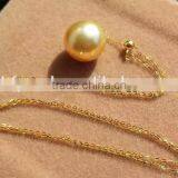 18k Gold 9-10mm Gold South Sea Pearl Pendant thumbnail-2