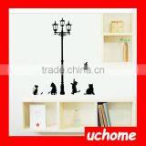 UCHOME Popular Ancient Lamp Cats and Birds Wall Sticker Wall Mural Home Decor Room Kids Decals Wallpaper thumbnail-4