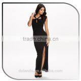 China Supplier Designer Sexy High Split Evening Dress Long Maxi Frog One Piece Hollow Out Party Dress thumbnail-2