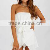 Strapless Playsuit Waist Bow-tie Sexy Women Rompers Playsuit for Summer thumbnail-1