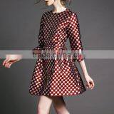 Ladies Fashion European Style Half Sleeve Fit and Flare Short Autumn Dress thumbnail-4