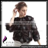 CX-G-A-228 New Fashion Women Patchwork Silver Fox Fur Coat