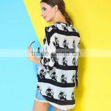 2015 HOYUGO Latest Printed Blouse Designs, Model Loose Blouse, Lao Silk Blouse Wholesale Manufacturer in China. thumbnail-2