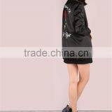 Custom Embroidered Women Longline Satin Bomber Jacket Black Oversized Zip Up Coat With Sides Pockets thumbnail-6