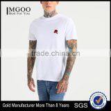 MGOO Latest Blank Organic Cotton T Shirts Mens White Fitness T Shirt Embroidered With Flora thumbnail-1