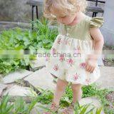 Flutter Sleeve Baby Clothes Romper Floral Printed Girl Pom Pom Romper Custom thumbnail-2