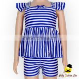 YZA-004 Yiwu Yihong Cute Stripe Stylish Little Girls Flutter Sleeve With Back Bow Short Pants Swim Wear Swimsuit