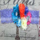 Wholesale Boutique Rosette Satin Newborn Baby Bridal Lace Headbands Handmade thumbnail-5