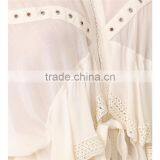 2017 OEM Lightweight Lace Trim Hem Wrapped Body Chiffon Blouse thumbnail-4