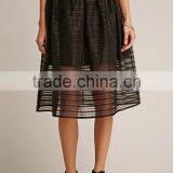 2017 Guangzhou Shandao Summer Oem Service New Design Fashion Black Net Women A-line Midi Skirt thumbnail-4