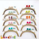 12.5cm 5 Inch Bronze Round Candy Diamond Kiss Lock Metal Handbag Frame thumbnail-6