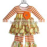 Purple Stripe Floral Girls Wear Clothes Sets Boutique Clothing thumbnail-5