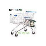 Low Carbon Steel Metal Shopping Cart With Wheels / Supermarket Shopping Trolleys