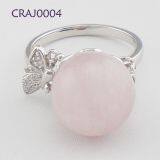 Handmade Natural Pink 925 Silver Jade Ring For Girl Party