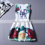 Multi Color Girl Flower Printed Princess Holiday Dress/ Girl Sleeveless Knee Length Princess Dress/new Design Girl Printed Dress thumbnail-6