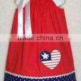 2016 new arrival summer baby dress pillowcase July 4th dress patriotic children frocks designs girls dress