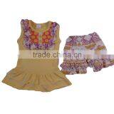 2017 Hot Sale Sleeveless Bibs Polka Match Floral Print Shorts Toddler Girls Outfits Newborn Outfits Girls 2pc Outfit Sets thumbnail-1