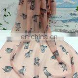 Animal Printed Hijab Shawls Cute Fox Pattern Pashmina Ladies Fashion Chiffon Scarves thumbnail-1