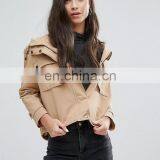 High Quality Fashion Long Sleeve Latest Design Women PU Leather Jacket thumbnail-2