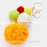 OEM Wholesale Customized Yarn pom pom ball Keychain pom poms Pendant for woman cellphone/handbag/hats/Car