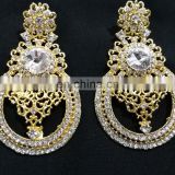 Top Designer Trendy Wedding Collection Gold Plated Kundan Earrings Set In White Color