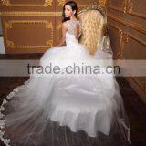 2016 New Arrival Elegant off Shoulder Sweetheart Lace Bottom Crystals Neck Open Back White Bride Wedding Dress Quality Choice thumbnail-5