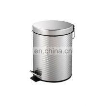 Bathroom Special Embossed Body Dustbin Stainless Steel Trash Can Thin Cover Mirror Satin Trash Bin thumbnail-2