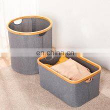 Wholesale Popular Design Folding Laundry Basket Bins Set Collapsible Bamboo Storage Basket/slim Cloth Laundry Hamper Handles thumbnail-3