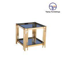 Wholesale Foshan Manufacturer End Side Table Living Room Furniture Supplier Luxury Modern Hotel Coffee Table Set Stainless Steel thumbnail-1