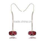 Sterling Silver Ladies Crystal Earring With Murano Lampwork Glass Bead thumbnail-2